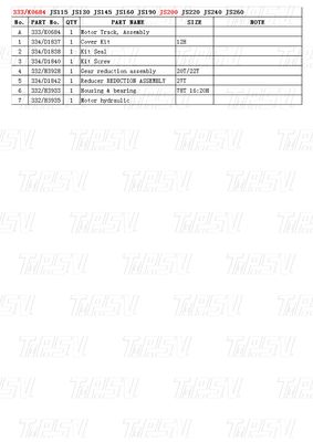 333/K0684 عدادات التروس الحديدية الحفارة السفر مع القيادة الهيدروليكية السفر المحرك JS200 الكتالوج