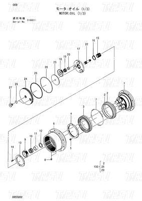 هيتاشي EX55UR-3 ZX55UR ZX55UR-HHE حفرة سفر محرك الكتالوج 0732201