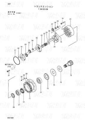 المسامير على محركات الدفع المتحركة للحفر EX55UR-3 ZX55UR ZX55UR-HHE 4421990