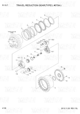 قابل للتخصيص XKAY-01867 R110-7 محرك السفر الحفار مع المكثف الكوكبي والشفرة على النظام