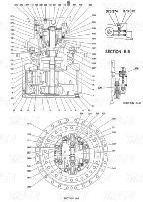 محلات إصلاح الآلات YN15V00037F2 SK210-8حفرة السفر Drvie كتالوج قطع الغيار في النقل التعبئة والتغليف الصندوق الخشبي