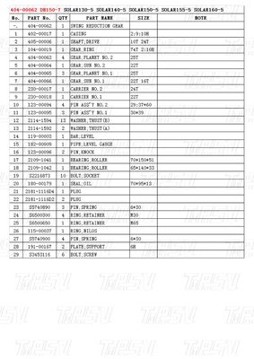 404-00062 DH150-7 حفرة الدفع المتحركات الكتالوج المحركات للعديد من العلامات التجارية والنماذج