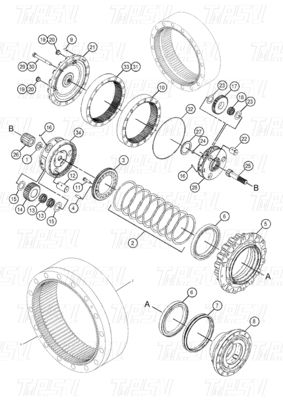 صلب OEM 227-6949 296-6299 353-0611 523-0574 353-0615 E320D حفرة سفر محرك الكتالوج علبة التروس التجميع