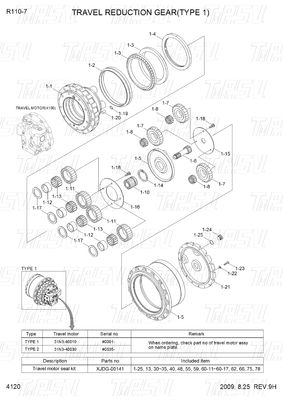 Good price كتالوج الحفرة المحرك النهائي الجهاز المكثف الكوكبي 10 طن الأسود XJDG-00001 R110-7 الانترنت