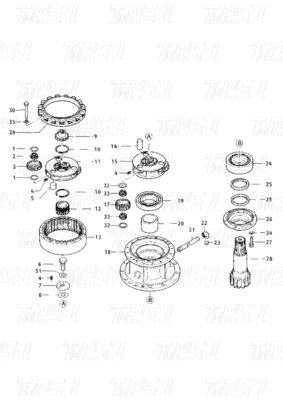 Good price 099-3553 E200B حفرة الدفع المتحرك المتحرك الأسهم الكتالوج لأجزاء للدفع المحرك نظام السفر الهيدروليكي الانترنت